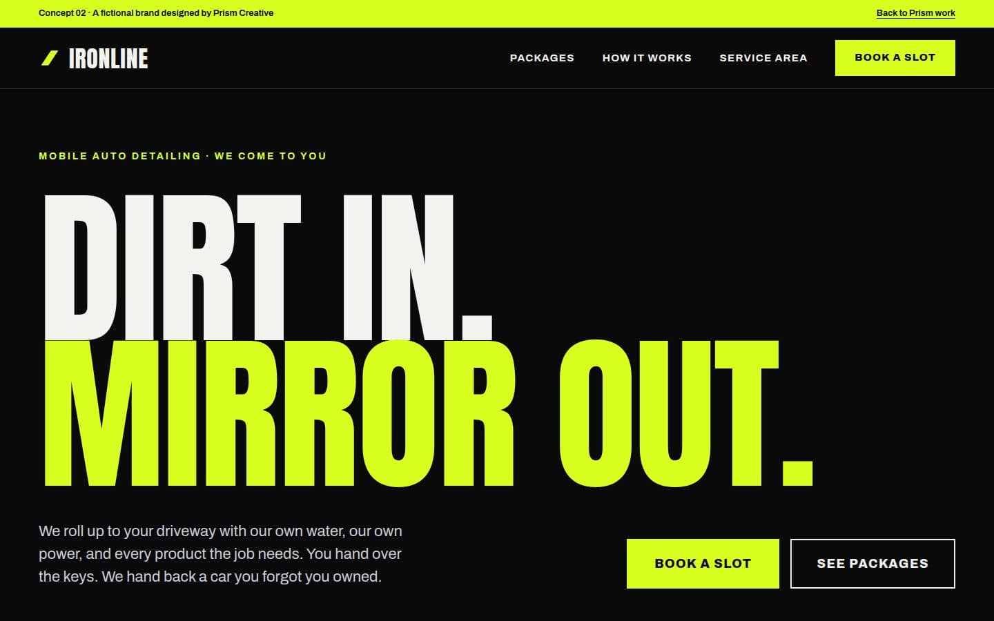Ironline Detailing concept homepage