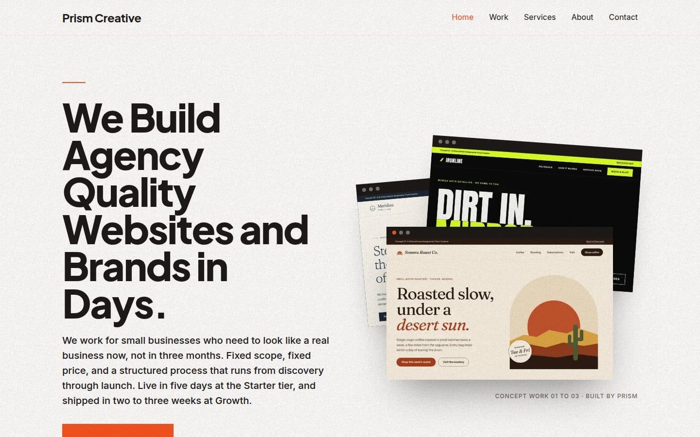 The Prism Creative home page